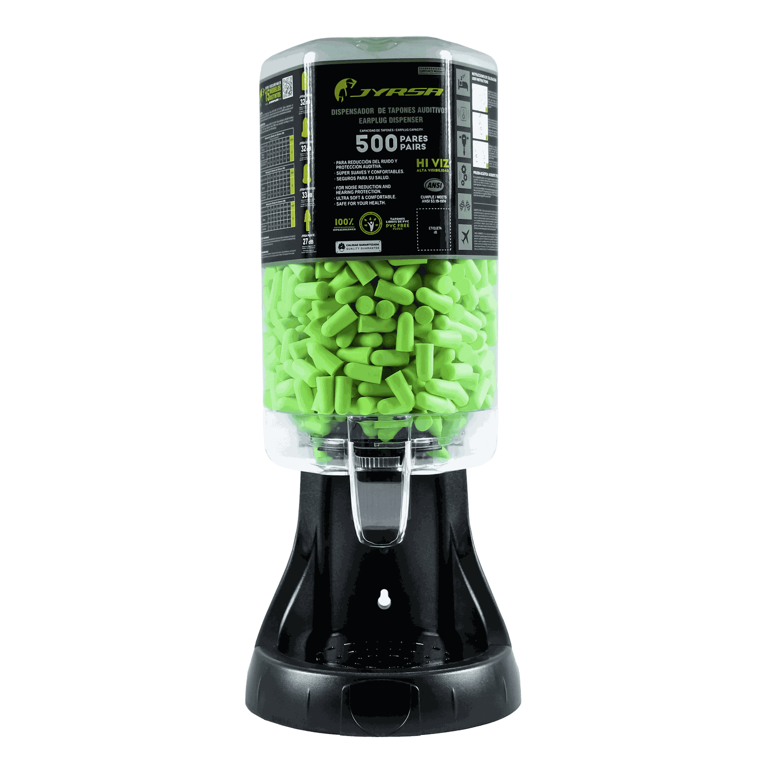 DISPENSADOR DE TAPONES AUDITIVOS 32DB 500 PARES.
ECOFRIENDLY DISPOSABLE EARPLUGS.