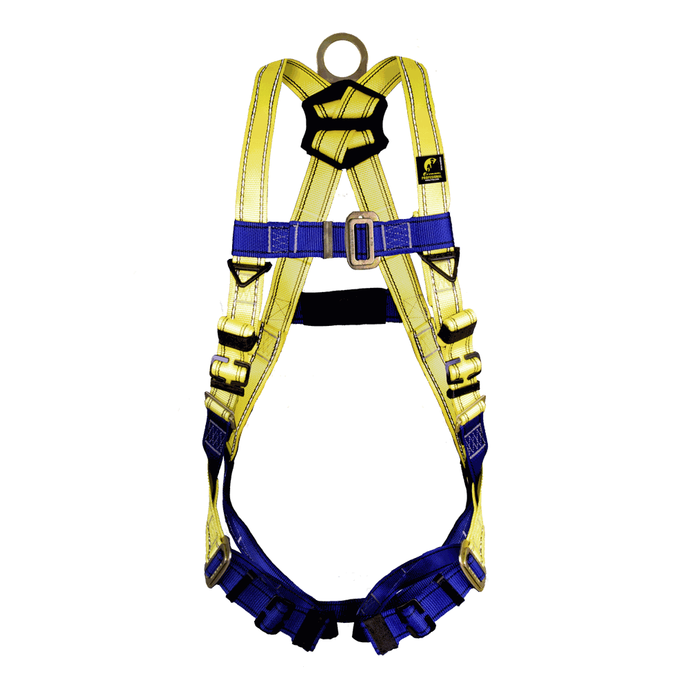 Arnés de cuerpo completo con anillo “D” en la espalda.
Full body harness with “D” ring on the back.