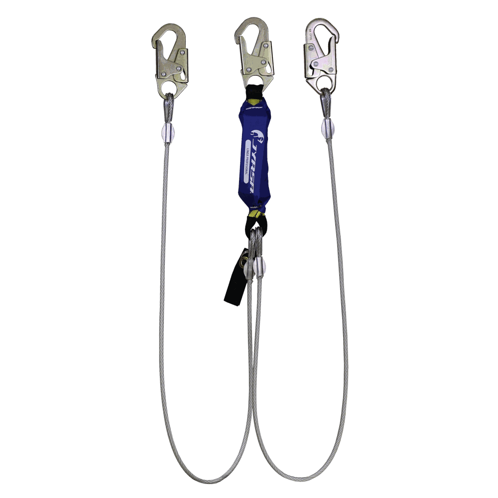 Amortiguador con doble cable de acero.
Shock absorber with double steel cable.