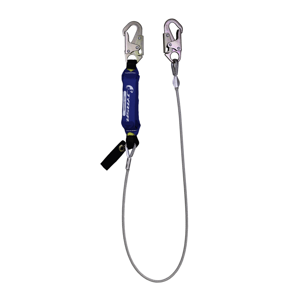 Amortiguador con cable de acero.
Shock absorber with steel cable.