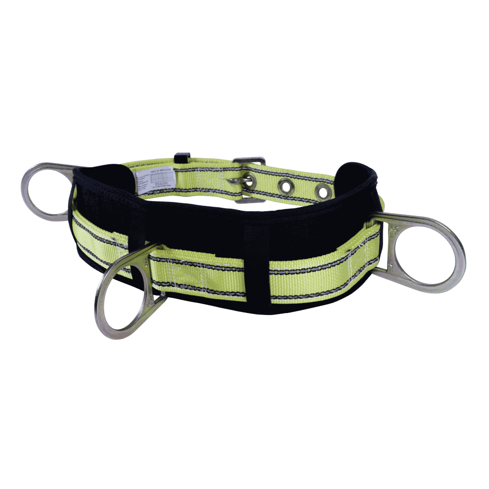 Cinturón de seguridad con anillo en la espalda y los costados.
Safety belt with a ring on the back and sides.