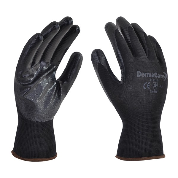 GUANTE DE NYLON RECUBIERTO DE NITRILO SOLIDO. DERMACARE